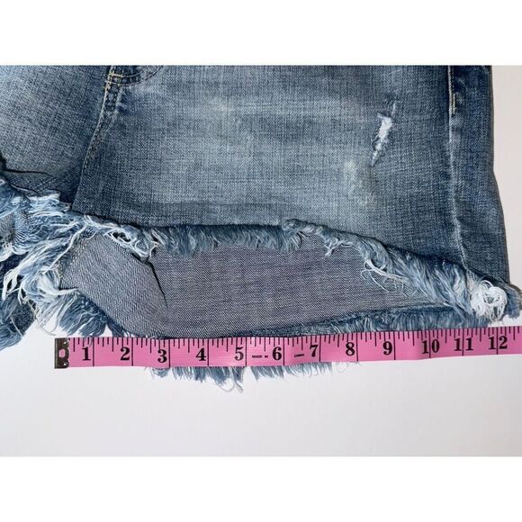 Kancan Jean Shorts Raw Hem Denim Cutoff Blue Distressed Edgy Festival Chic 11/29 - Picture 12 of 15
